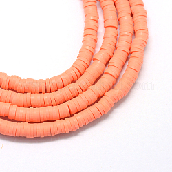Flache runde umweltfreundliche handgefertigte Polymer Clay Perlenabstandshalter, Tomate, 4x1 mm, Bohrung: 1 mm, ca. 380~400 Stk. / Strang, 17.7 Zoll