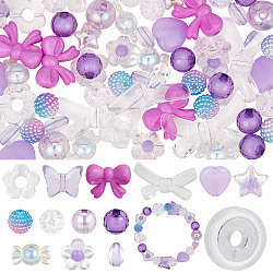 SUNNYCLUE 150Pcs 13 Style Acrylic Assorted Candy Beads Pastel Beads Acrylic Transparent Flower Bead Bulk Star Heart Butterfly Round Beads for Jewellery Making Women Adult DIY Bracelet Necklace Crafts