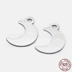 925 Sterling Silber Charme, Mond, mit s925-Stempel, Silber, 11x7x0.5 mm, Bohrung: 1 mm