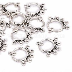 Tibetan Style Chandelier Components Links, Cadmium Free & Nickel Free & Lead Free, Ring, Antique Silver, 26x25x2mm, Hole: 1.5mm