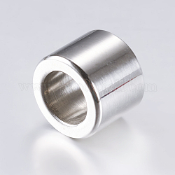 304 perline in acciaio inossidabile, perline con foro grande, colonna, colore acciaio inossidabile, 10x8mm, Foro: 7 mm