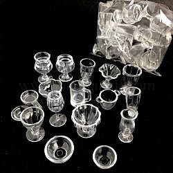 Set di bicchieri di plastica in miniatura in pvc, per gli accessori della casa delle bambole che fingono decorazioni di scena, chiaro, 10~30mm, 17 pc / set