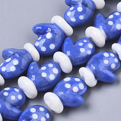 Chapelets de perles vernissées manuelles, gants de noel, pour noël, bleu royal, 19~20x15x9~10mm, Trou: 1.8mm, Environ 25 pcs/chapelet, 18.90'' (48 cm)