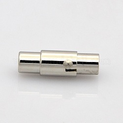 Column 304 Stainless Steel Locking Tube Magnetic Clasps, Stainless Steel Color, 18x8mm, Hole: 6mm