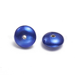 CCB Plastic Beads, with Enamel, Flat Round, Blue, 17.5x8mm, Hole: 2.3mm
