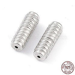 Rhodium Plated 925 Sterling Silver Screw Clasps, Twist Clasps, Column, Platinum, 11x4mm, Hole: 0.9mm