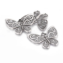 Pendente in lega stile tibetano, farfalla,  piombo & nichel & cadmio libero, Tailandia placcata in argento sterling, 48.5x56x2.5mm, Foro: 4x2 mm