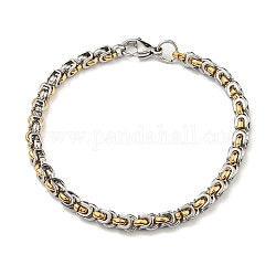 Двухцветный браслет-цепочка из нержавеющей стали в византийском стиле 304, золотые и нержавеющая сталь цвет, 8-7/8 дюйм (22.6 см), широк: 5.5 мм