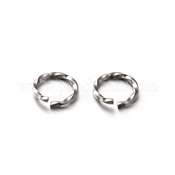 Aperti anelli di salto torti 304 in acciaio inox, colore acciaio inossidabile, 18 gauge, 8x1mm, diametro interno: 6mm