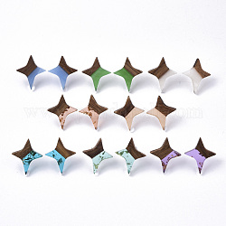 Серьги-гвоздики из смолы и ореха, с 304 штифта из нержавеющей стали, звезда, разноцветные, 21x17~18 мм, штифты : 0.7 мм