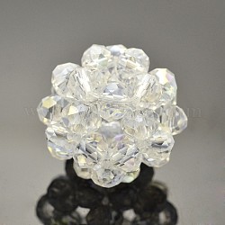 Прозрачные стеклянные кристаллы круглые плетеные бусины, кассетные шарики, прозрачные, 22 мм, бусины : 6 мм