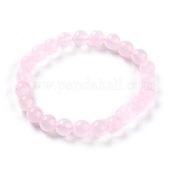 Gefärbte natürliche Jade Perlen Stretch-Armbänder, Runde, rosa, Innendurchmesser: 2-1/4 Zoll (5.7 cm), Perle: 8~8.5 mm