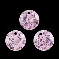 Charms zirconi, sfaccettato, rotondo e piatto, perla rosa, 6x3.5mm, Foro: 0.8 mm