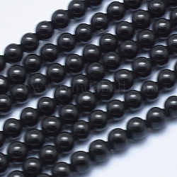 Natürliche schwarze Turmalin Perlen Stränge, Runde, 4 mm, Bohrung: 0.8 mm, ca. 100 Stk. / Strang, 15.7 Zoll (40 cm)