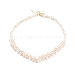 女性のための天然真珠ビーズよだれかけネックレスをグレード  ホワイト  15.9インチ（40.5cm）