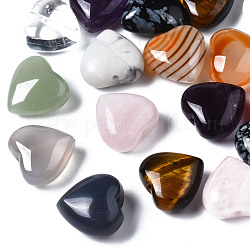 Бусины из натурального смешанного камня, сердце, 14.5x15x8~9 мм, отверстие : 1.2 мм
