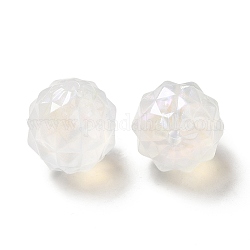 Uv perles acryliques de placage, ronde, blanc, 21.5x20mm, Trou: 2.5mm, environ 114 pcs/500 g