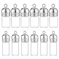 Nbeads 12pcs 2 pendentifs de bouteille en verre de style, avec capuchon en plastique, flacon de parfum ouvrable, bouteilles rechargeables, clair, 29 mm et 34.5 mm, Trou: 2.5mm, 6 pièces / style