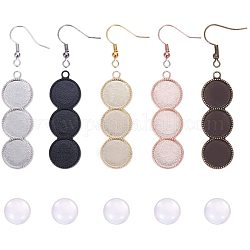 DIY Earring Making, with Alloy Pendant Cabochon Settings, Clear Glass Cabochons, Brass Earring Hooks, Mixed Color, 16.5x8.5x1.6cm