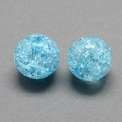 Transparent Crackle Acrylic Beads, Round, Light Sky Blue, 8mm, Hole: 2mm, about 1890pcs/500g
