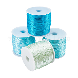 Fil de nylon, corde de satin de rattail, couleur mixte, environ 1 mm, environ 75 m / bibone , 4 couleurs, 1roll / couleur, 4rolls