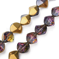 Chapelets de perles en verre électroplaqué, demi-plaqué, couleur ab , torsion, verge d'or noir, 13x13.5x9mm, Trou: 1.2mm, Environ 45 pcs/chapelet, 23.23 pouce (59 cm)