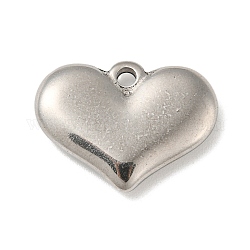 304 acero inoxidable estampado colgantes en blanco con corazón, accesorios de fabricación de joyas artesanales, para mujeres, color acero inoxidable, 15x20x3.6mm, agujero: 2 mm
