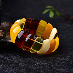 Bracelets extensibles rectangulaires en ambre naturel pour femmes, diamètre intérieur: 2-3/4 pouce (7 cm)