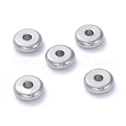 304 Edelstahl-Abstandhalter-Perlen, Rondell, Edelstahl Farbe, 6x2 mm, Bohrung: 1.6 mm