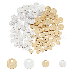 SUPERFINDINGS 160Pcs 2 Styles Brass Stamping Blank Tag Charms 4mm 6mm 2 Colors Flat Round Metal Stamps Tags for Bracelet Necklace Jewelry DIY Craft Making，Hole:0.9-1.2mm