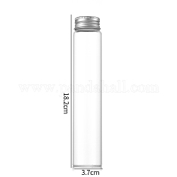 Clear Glass Bottles Bead Containers, Screw Top Bead Storage Tubes with Aluminum Cap, Column, Silver, 3.7x18cm, Capacity: 150ml(5.07fl. oz)