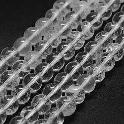 Chapelets de perles en cristal de quartz naturel, perles de cristal de roche, ronde, grade AB, 6mm, Trou: 0.8mm, Environ 61 pcs/chapelet, 15.3 pouce (39 cm)