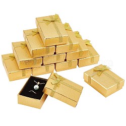 Karton Halskette Boxen, mit Schleife Bowknot und Schwamm im Inneren, Rechteck, golden, 7x5x2.5 cm