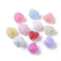 Perline di resina, con rhinestone di cristallo, stile alimentare imitazione caramelle, cuore, colore misto, 17x19x10mm, Foro: 1.6 mm