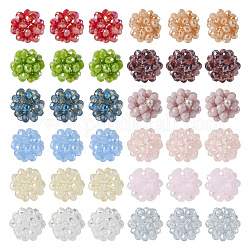 Pandahall 36Pcs 12 Colors Handmade Glass Woven Beads, Ball Cluster Beads, Round, Mixed Color, 13mm, 3Pcs/color