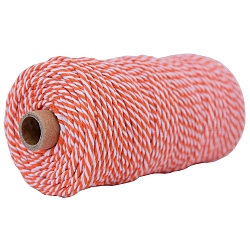 100mの二色丸綿コード  ギフト包装用  DIYクラフト  サンゴ  3mm  約109.36ヤード（100m）/ロール