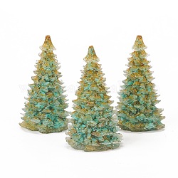 Turquesa sintética de uso doméstico decoraciones, con resina y polvo de purpurina, árbol de Navidad, 92x52mm