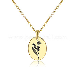 304 collana con ciondolo fiore del mese di nascita in acciaio inossidabile, gioielli delicati floreali per le donne, oro, può giglio, 17.72 pollice (45 cm)