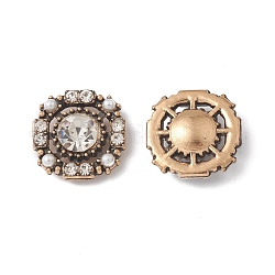Cabochons Diamante de imitación de la aleación, accesorios de prendas de vestir, flor, oro antiguo, 14x14x4.6mm