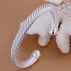 Романтические латунь манжеты браслеты для мужчин, серебристый цвет, 60 мм