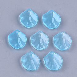 Transparent lackiert Glas-Anhänger, Lotusblatt, Licht Himmel blau, 17x15.5x3.5~4 mm, Bohrung: 1 mm