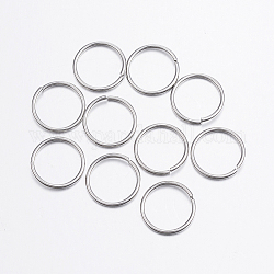304 Stainless Steel Open Jump Rings, Stainless Steel Color, 18 Gauge, 12x1mm, Inner diameter: 10mm, about 45pcs/10g