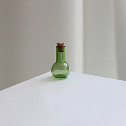 Mini-Perlenbehälter aus Borosilikatglas mit hohem Borosilikatgehalt, Ich wünsche eine Flasche, mit Korken, Lampe, grün, 1.8x3 cm