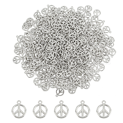 Superfindings 300 Uds colgantes de plástico abs chapado, signo de la paz, anillo, Platino, 19.5x16x3mm, agujero: 2 mm