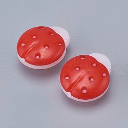 Botones de costura plásticos, forma de mariquita, 1 agujero, blanco, 15x13x4mm, agujero: 3x2 mm