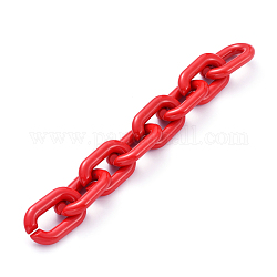 Cadena de cable de acrílico opaco hecho a mano, oval, rojo, link: 31x19.5x5 mm, aproximadamente 39.37 pulgada (1 m) / hebra