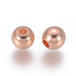 Perles séparateurs en laiton, ronde, or rose, 6mm, Trou: 1.5mm