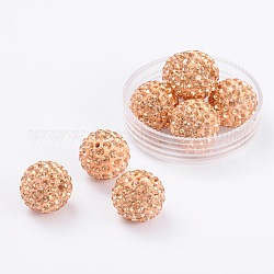 Perles de strass en argile polymère, Perles de boule pavé disco , Grade a, Light Peach, pp9 (1.5mm), 1.6mm, Trou: 6mm