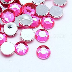 Cabuchones de diamante de imitación de acrílico de Taiwan imitación, facetados, semicírculo, color de rosa caliente, 3x1mm, aproximamente 10000 unidades / bolsa