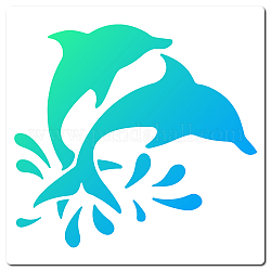 Plantillas de plantillas de pintura de dibujo hueco de plástico para mascotas, cuadrado, patrón de delfines, 18x18 cm